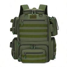 Multifunctional Durable Tactical Fishing Backpack With Rod Holder, Large Capacity Multi-Purpose Fishing Gear Storage Bag, Waterproof MOLLE Equipment Bag, Breathable Mesh Back And Shoulder Straps, Side Water Bottle And Pliers Pockets, Suitable For Hiking, Camping, Cycling, Travel - Multicolor - View 14