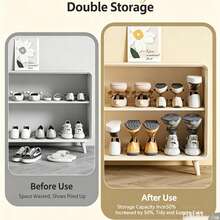 1pc Home Aromatherapy Telescopic Shoe Rack, 3-Level Height Adjustable, Deodorizing & Fragrant, Double Storage, Easy Access, Home Shoe Cabinet Organizer, Suitable For All Shoes, Essential Home Storage Item - View 3