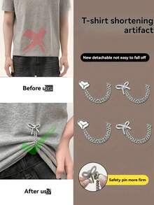 1/2pcs Adjustable Pants Leg Clips And Sleeve Clips, Detachable Leg Clips, Suitable For Pants And T-Shirts, With Chain Clips, No Sewing Required To Shorten Pants Legs, Sturdy And Durable, Multi-Functional Clips, Shirt Clips Can Tighten T-Shirt Hem - Multicolor - View 2