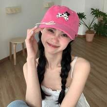 1pc Cute Puppy Embroidered Baseball Cap For Women, Spring/Summer Small Face Effect Large Head Circumference Versatile Dad Hat - Baseball Cap - View 3