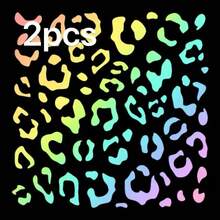 2pcs 5.9*5.9 Inch Metal Reflective Stickers, Leopard Print & Cow Print, Black Geometric Pattern, Waterproof Easy-To-Apply DIY Decals, Suitable For Cars, Rearview Mirrors, Windows, Phones, Bicycles And Cups, Durable Car And Daily Decoration Accessories - Sticker - View 16