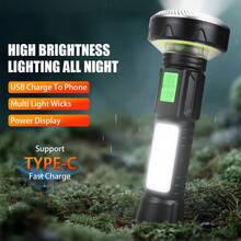 1pc 11-Mode Multi-Core Flashlight, Strong Magnetic Adsorption, With Battery Level Display, Type-C Charging LED/COB Work Light, Suitable For Outdoor Camping And Car Repair - Flashlight - View 5