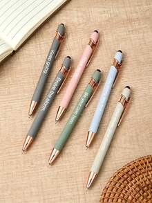Customizable Multi-Color Metal Ballpoint Pens, 6pcs - Retractable, Lightweight & Durable, Optional - Suitable For Business, Office Supplies, School, Back To School And Graduation Gifts, Teacher Classroom Essentials, Personalized Pens - 套裝 - 查看 3