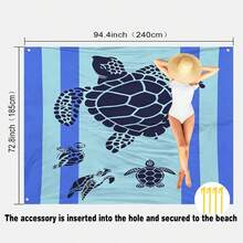 1pc Oversized Striped Turtle Sand-Proof Quick-Dry Beach Towel Mat, Suitable For 1-3 Adults - Lightweight, Durable Polyester Fabric - Perfect For Travel, Camping, Hiking And Leisure Beach Time, Beach Mat, Picnic Mat, Camping Ground Cover - Multicolor - View 13
