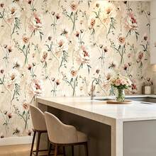 1 Roll Self-Adhesive Peony Wallpaper PVC Tear-Resistant Moisture-Proof Decorative Sticker For Rental Home Entryway Cabinet Countertop Furniture Renovation Wall Paper 17.7inX39.3/118.1/196.8in - Peony - View 4