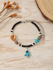 1pc Vacation Beach Starfish Pendant Shell Beaded Anklet For Women Boho Colorful Strand Anklet Accessories Jewelry Gifts - Multicolor - View 11