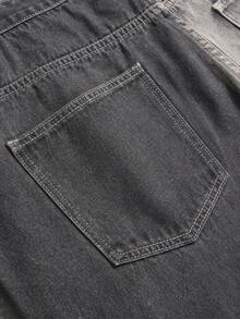 Men's Plus Size White & Grey Colorblock Straight Leg Jeans - Multicolor - View 10