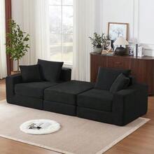 Modular Seating Group Loveeat Cloud Sofa, Boneless Sofa With Anti-Slip Base, Comfortable Sleeper Sofa For Customized Living Spaces, Modern Modular Sofa - Black - View 6