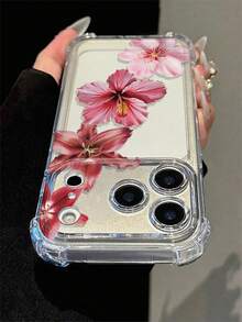 Transparent Phone Case With Pink Hibiscus Flower Pattern, Comfortable Touch, Effective Protection Against Collision And Drop, Suitable For IPhone 17/ 17 Air/ 17 Pro/ 17 Pro Max/16 Pro Max/15 Pro Max/14 Pro Max/13 Pro Max/12 Pro Max, Popular Birthday Gift Or Business Gift. This Durable Phone Case Is Anti-Stain, Anti-Fingerprint, And Anti-Shock, A Practical Phone Accessory. - Clear - View 4