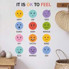 12 Types Of Wall Stickers For Children's Room, Kindergarten, Bedroom, Living Room, Cartoon Smiling Face Decals - B - View 2