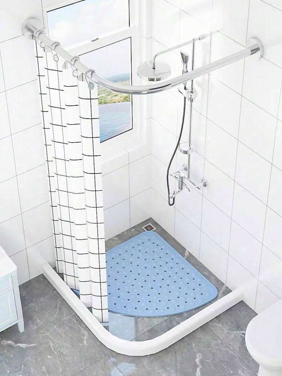1 pieza Alfombra antideslizante con forma de abanico para el baño, alfombra para los pies de la ducha para la ducha y la ducha, adecuada para personas mayores y mujeres, alfombra antideslizante con ventosas, alfombra de masaje para el suelo, perfecta para el baño, la sala de ducha, la decoración del baño y los accesorios del baño - A - Ver 1