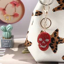 1pc Back To School Casual Daily Zinc Alloy Crystal Skull Bag Charm, Colorful Rhinestone Inlaid Skull Pendant, Suitable For Bags And Keys, Portable Student Decoration - Multicolor - View 6