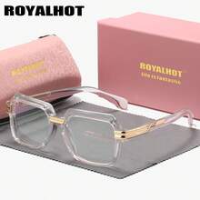 RoyalHot 1 Piece Unisex Preppy Full Frame Plano Glasses Fashionable And Versatile Style Square Frame Plano Glasses - Clear - View 7
