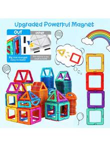 Magnetic Building Blocks Set STEM Montessori Sensory Construction Toy 3D Creative Educational Magnetic Tiles Suitable For 3+ Years Old Toddlers Children Boys Girls Halloween Christmas Birthday Party Gift Vibrant Random Color - Multicolor - View 7