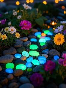 1000/800/500/300/100pcs Glow In The Dark Pebble Stones, Resin Fluorescent Gravel For Garden Path, Patio, Lawn, Fish Tank, Aquarium, Walkway Decoration - A - View 4