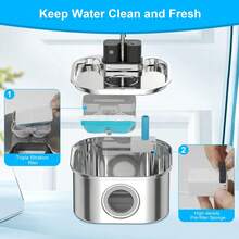 Cat Water Fountain Replacement Filter, Suitable For 3.2L/108oz Automatic Pet Water Fountain, Equipped With Quadruple Filtration System, Compatible With Stainless Steel Gravity Pet Water Fountain, High Cost-Effective Cat Filter Set - Multicolor - View 4