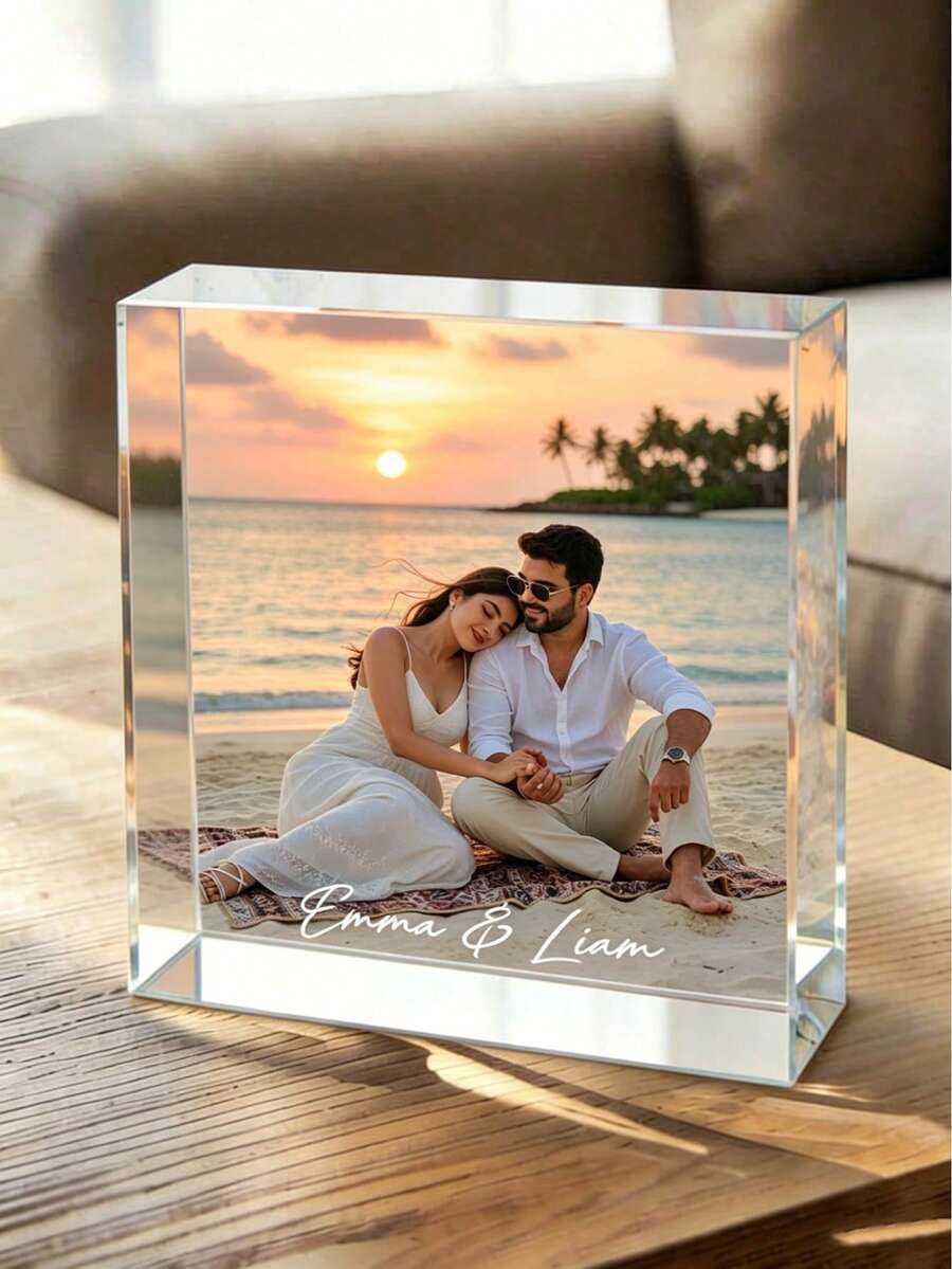 Personalized Photo Stand, Acrylic Glass Photo Stand, Customized Acrylic Photo Stand, Wedding, Valentine's Day, Birthday, Christmas Gift, Family Anniversary Souvenir, Graduation Souvenir - Multicolor - View 1