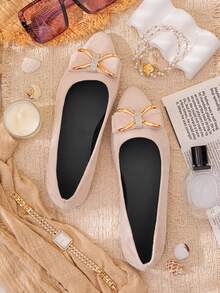 Runs Half Size Small, Women's Butterfly Rhinestone Pointed Toe White Flat Shoes, Lightweight And Comfortable, Suitable For All Seasons - Chantilly - View 4