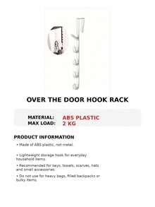 1pc Door Mounted Hanging Rack, Clothes Hanger, Plastic Home Storage & Organization Hook For Bags And Apparel - Multicolor - View 5