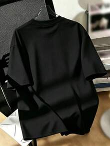 Kaos Lengan Pendek Polos Ukuran Besar Kasual Pria, Gaya Dasar, Detail Rekomendasi Ukuran pada Gambar Utama, Harap Periksa Ukuran Sebelum Memesan untuk Menghindari Masalah Ukuran!!! - Hitam - View 4