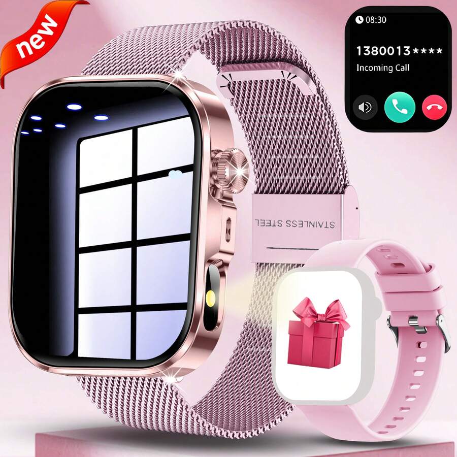 Reloj inteligente de última moda con diseño tecnológico, función de linterna LED, correa de silicona de 2.01 pulgadas, pantalla táctil completa, para deportes al aire libre, para hombres y mujeres, llamadas inalámbricas, responder llamadas, recordatorio/rechazo de llamadas, notificación de mensajes, podómetro deportivo, música inalámbrica, múltiples modos deportivos, adecuado como regalo de cumpleaños, regalo de vacaciones, regalo de graduación, regalo de Halloween para parejas, ancianos, amigos, compañeros de clase