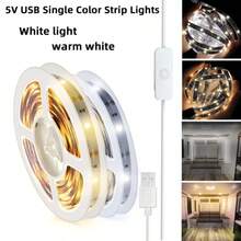 شريط إضاءة LED يعمل بطاقة USB من LQHZMYY، 1 لفة، 5 فولت 2835 أبيض/أبيض دافئ، مع مفتاح زر، لاصق، قابل للقص، لإضاءة خلفية التلفزيون، ديكور المنزل، غرفة النوم، الخزانة، المطبخ - مفتاح ضغط - مشاهدة 5