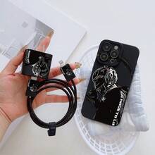 6件組彩色銀黑卡通摩托車圖案手機殼 + 充電頭保護套 + 數據線保護套 + 收納繩 + 數據線保護繩 TPU 防摔保護殼，適用於 Apple 6 7 8 XXs XR XS Max 11 12 13 14 15 16 Pro Max，適合作為情侶、女性、女兒、男朋友、女朋友、青少年女孩的生日與聖誕禮物 - 彩色 - 查看 4