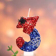 1pc Digital Birthday Candle With Blue & Red Spider Outline, 0-9 Creative New Handmade Candle For 1st Birthday Party Theme Cake Decoration, Atmospheric Birthday Number Candle - View 21