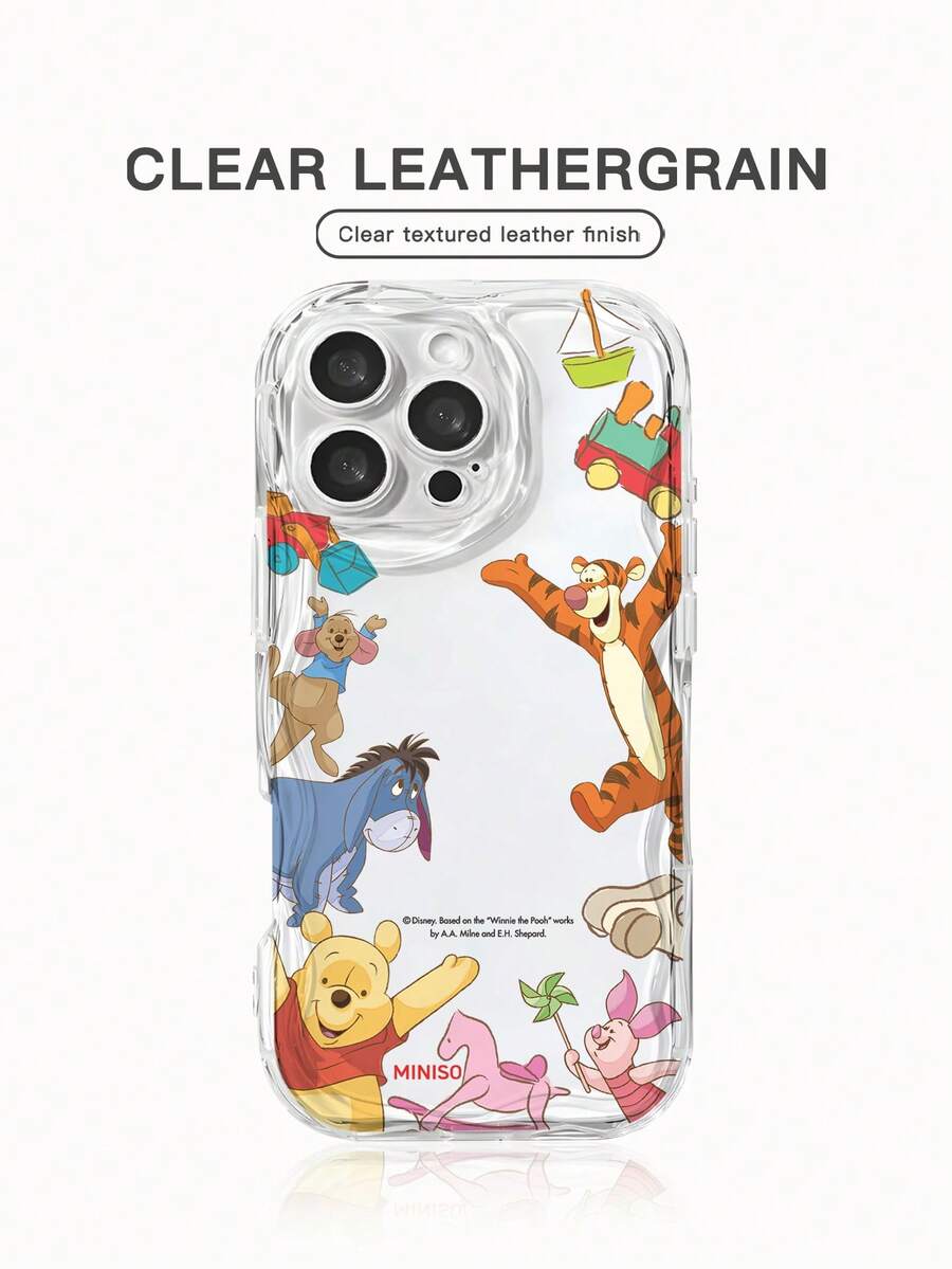 Miniso 1pc New Official Licensed Disney Creative Unique Pattern Transparent Cow Print Thick Anti-Drop Protective Phone Case Compatible With Apple Series Apple 17 Pro Max/Air, 16 Phone Case 11/12/13/14 Plus/XR/7/8 Plus/15 Pro Max Disney Winnie The Pooh Tigger Phone Case - Clear - View 1