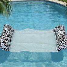 Adult Leopard Print Inflatable Water Raft, Dual-Tube Foldable Floating Platform, Leopard Print Water Hammock, Pool Party, Beach Fun - A - View 5