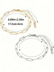 1/5/10pcs Set Adjustable Stainless Steel Pendant Bracelets With Lobster Clasp, Suitable For DIY Jewelry Making, Gold & Silver Color - Adjustable Bracelet - View 7