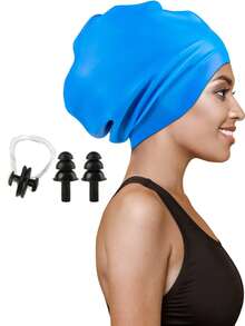 120g Extra Large Silicone Long Hair Swim Cap - Unisex Swim Cap - Extra Large Swim Cap - Waterproof Silicone Swim Cap - Suitable For Dreadlocks, Afro Extensions, Wigs, Beach Essentials, Beach Accessories, And Pool Floats. - Multicolor - View 12