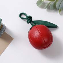 1pc Cute Thickened PU Litchi Grain Bag Charm, Green Knot Leaf Pendant, Student Handbag Key Chain - Multicolor - View 2