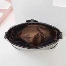 SC252 Vintage Solid Color Crossbody Shoulder Bag, With 2 Straps, Crossbody/Shoulder Carry, Adjustable And Detachable - Black - View 6