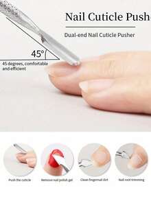 Set Gunting dan Pendorong Kutikula Stainless Steel, Alat Pemangkas Penghapus Kulit Mati Pegas Ganda untuk Salon Kuku dan Rumah, Perlengkapan Pembersihan Kutikula dan Persiapan Kuku - Perak - View 4