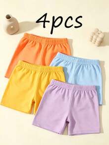 4pcs/Pack Kids Candy Color Shorts Leggings, Unisex Baby Summer Versatile All-Match Leggings - Multicolor - View 8