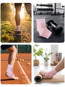 Băng nén cổ chân siêu mỏng kèm đai quấn hỗ trợ cổ chân, đai cố định khớp cổ chân unisex, miếng bảo vệ hỗ trợ gót chân, phù hợp cho bóng rổ, bóng đá, leo núi, đi bộ đường dài, hoạt động ngoài trời, golf, phụ kiện thiết yếu cho phòng gym - Nhiều màu - Xem 10