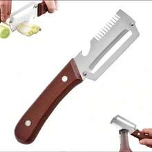 2026 NEW 1/2/3PCS Multi-Functional Vegetable Peelers For Kitchen, Wooden Handle Potato Peeler Hand Tool With Stainless Steel Blade, 2-In-1 Bottle Opener Fruit Peeler For Potato, Apple, Carrot, Mango - Default - View 7