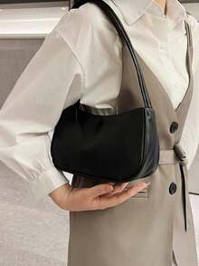 Bolso En Forma De Nube Color Caramelo De Nuevo Estilo A Bolso De Hombro De Color Sólido Bolso Encantador Para Axila - Blanco 7 - Ver 2