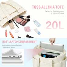 Tote Bag For Women, Lightweight Puffy Tote Bag With Compartments Shoulder Bag - Beige - View 6