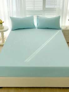 Camel Color Brushed Skin-Friendly Soft Comfortable 3 PiecesBed Sheet Set - Cadet Blue - View 3