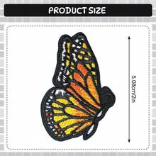 RHUAGYP 1 Peça Remendo Bordado Realista da Borboleta Imperador, Padrão de Asa Laranja e Preto Vívido, Tema Natural, Emblema Termocolante ou para Costura Adequado para Decoração de Roupas e Bolsas - Multicolorido - Visão 3