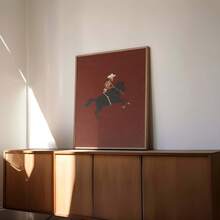 1pc Vintage Western Gothic Skeleton Cowboy Riding Black Horse Wall Art, Minimalist Canvas Poster, Terracotta Red Aesthetic Decorative Painting, Suitable For Living Room, University Dorm, Frameless/Framed/Wooden Hanging Art - Pattern - View 6