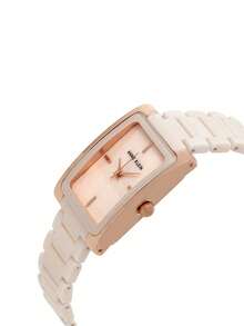 Anne Klein 女款方形錶盤陶瓷錶帶手錶 AK Watches 女款手鍊式手錶，淡粉色 - 粉色 - 查看 10