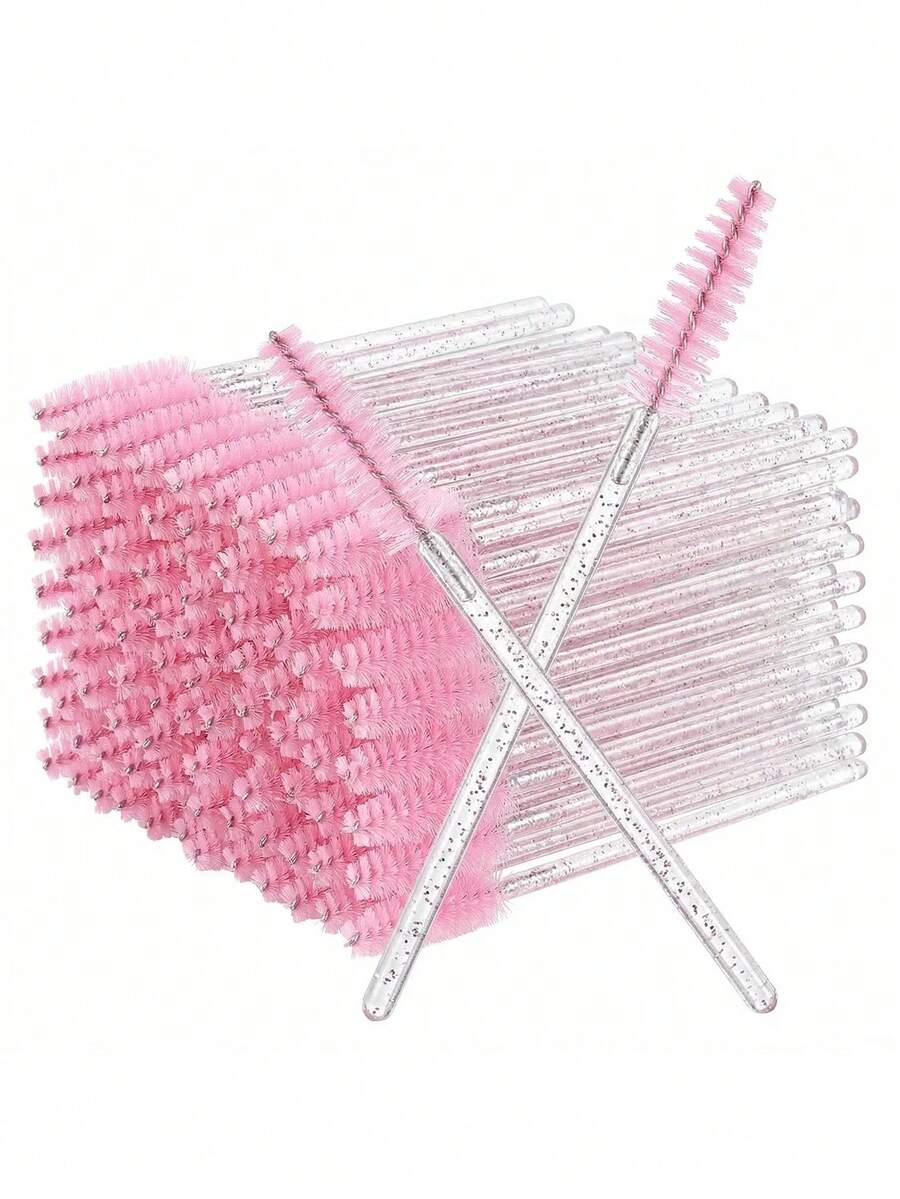 200pcs/100pcs/50pcs/10pcs Mascara Brushes, Eyelash Brushes, Eyelash Cleaning Brushes, Crystal Glossy Eyebrow Brushes, Eyelash Extension Makeup Tools