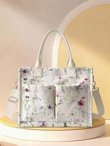 1pc Tote Bag Multi-Scenario Universal Extra Large Capacity Ultra Lightweight Portable Versatile Practical Floral Print Large Capacity Crossbody Mommy Bag Multi-Pocket Detachable Shoulder Strap 2026 New Daily Handbag - Multicolor - View 14