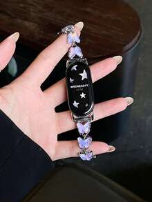 1pc Women's Summer Vacation Style Multi-Functional Shiny Butterfly Chain Watch Band, Compatible With Band 8 Pro/9 Pro, 8/8 NFC/9/9 NFC/10/10 NFC, Watch4/Watch5/Watch6 - Purple - View 2