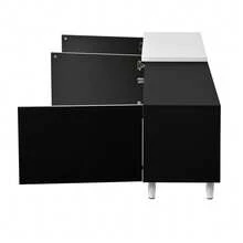 Extendable TV Stand/Low TV Cabinet With 3 Lacquered Doors, Metal Legs, Silent Hinges, Modern Design, Storage Space - 黑色+白色 - 查看 8