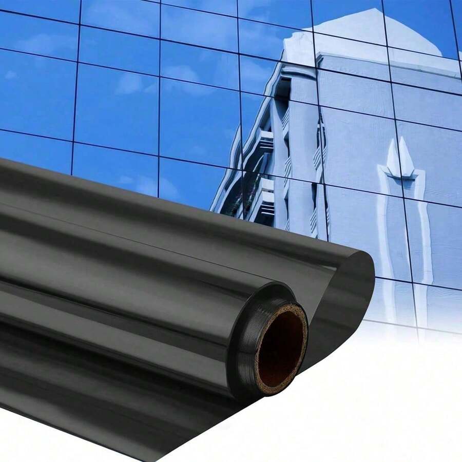 One Way Window Privacy Film, Window Tint For Home, Sun Blocking UV Heat Blocker, See Out Not In Reflective Mirror Film, Removable Static Cling Glass Door Cover - Black - View 1
