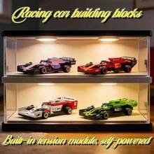 DIY Creative Educational Building Block Racing Car Series, Includes: White & Red Racing Car, Pink Racing Car, Blue Racing Car, Green Racing Car, Orange Racing Car And Red Racing Car With Multiple Elements. ABS Material, Tight Interlocking Particles, Not Easy To Disassemble. Built-In Inertial Pull-Back Module, With Stickers, Children's Building Block Toy Set, Suitable For Desktop And Car Decoration, Classroom Reward Small Gift, Gift For Kids, Graduation Season, Back To School, Fashionable Gift For Friends. Hot Selling Series - 彩色 - 查看 10